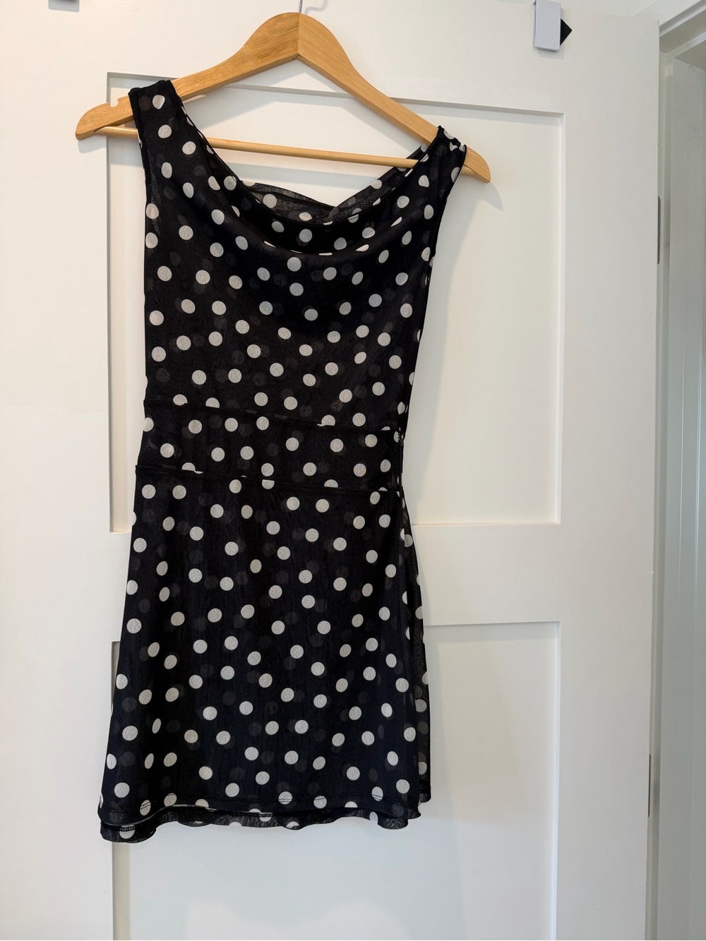 LPA Black Polka Dot Sleeveless Mini Dress